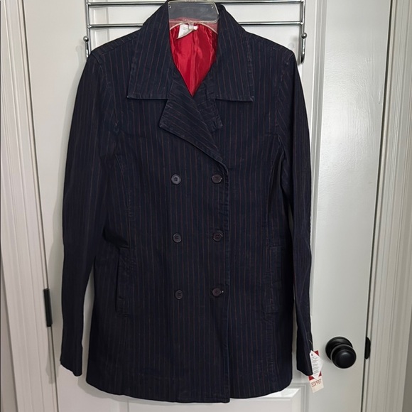 Esprit Blue denim and Red Peacoat Double-Breasted Wool Blend - Picture 1 of 11